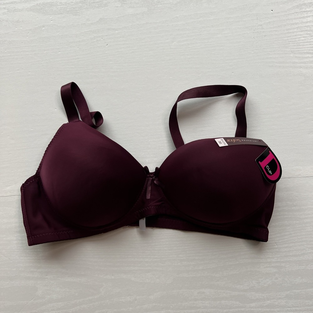 NWT Sofra Womens 38D Burgundy Padded No Wire Molded T-Shirt Bra